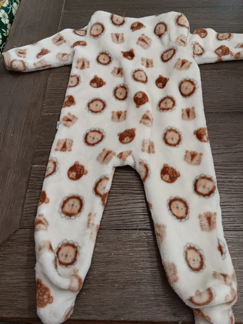 Boys Size 6-9 Month Cream & Brown Tiger Print Footed One-Piece